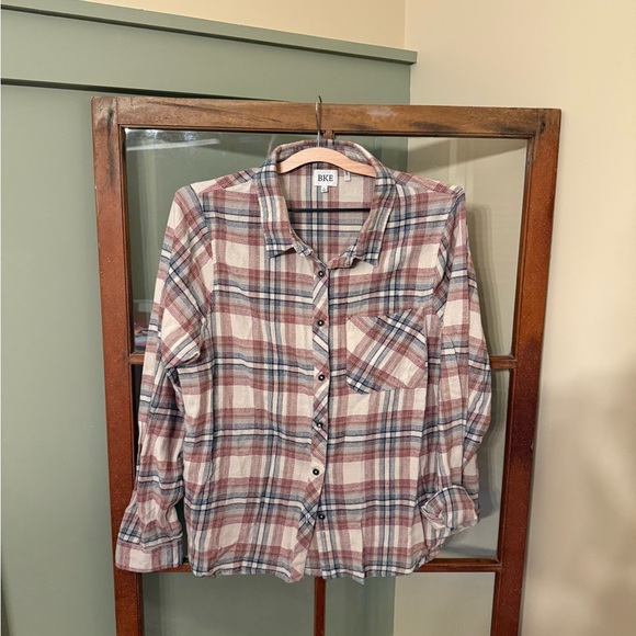 BKE Other - BKE Buckle Men’s Red and Blue Plaid Eased Fit Button-down Collared Shirt - Large